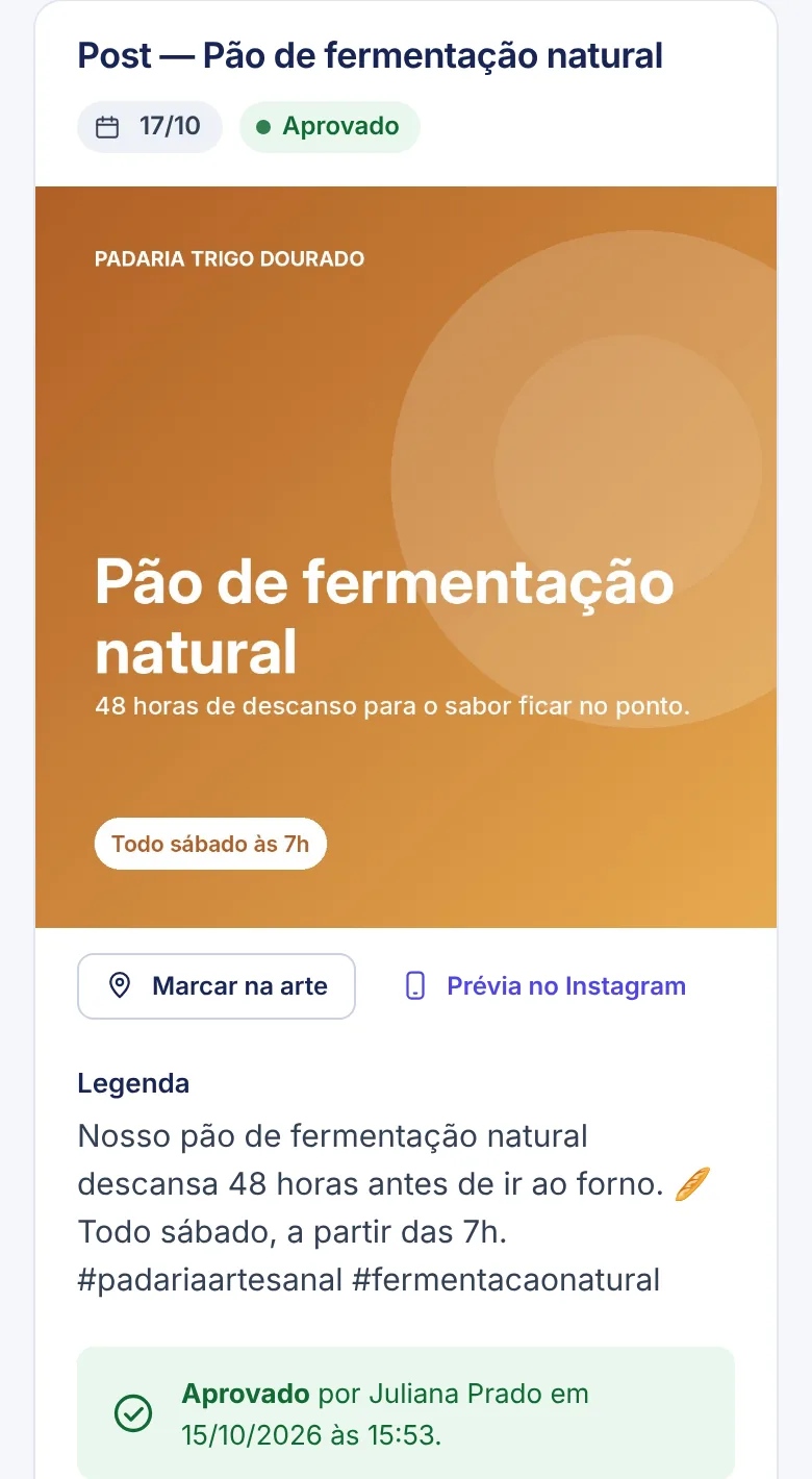 Peça aprovada, com o registro de quem aprovou.