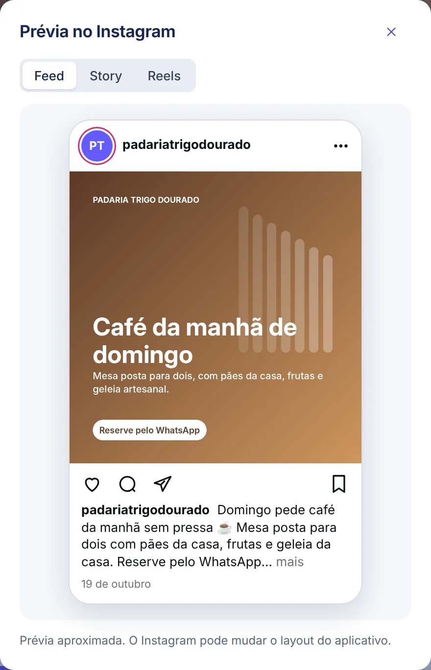 Prévia no feed.