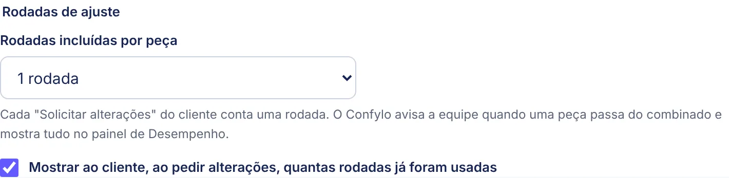 Configuração das rodadas no projeto.